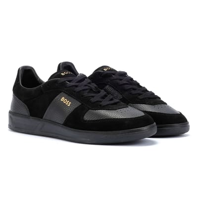 Boss Brandon zwart suède/leren herentrainers
