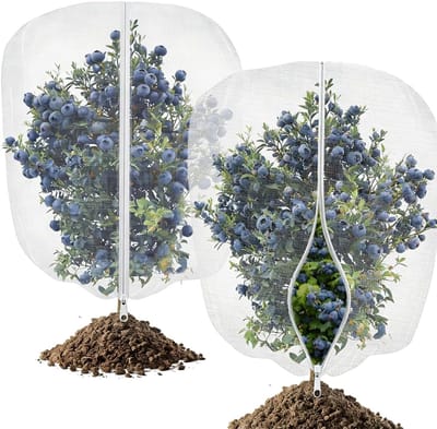 Plant Beschermnetten - 2 stuks - 180×120cm - Beschermend Net met Rits voor Bomen en Tuinplanten - Met trekkoord - Beschermt tegen Vogels en Insecten - Beschermt Fruitbomen - wit