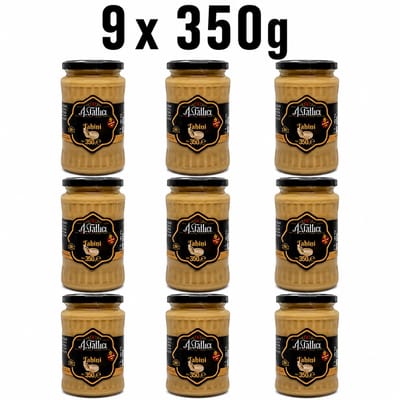 Abdurrahman Tatlici Tahin 100% Sesampasta – Glutenvrij Tahini & Zonder Toevoegingen – 9x 350g Glazen Pot | Rijk aan Calcium & Plantaardige Eiwitten