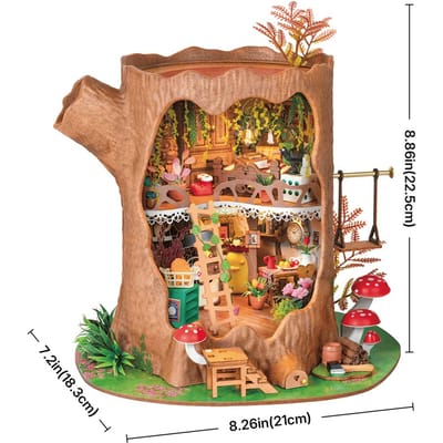 Rolife DIY Miniature House Kit for Adults, Mini Wooden Dollhouse Kit, Tiny House Diorama Building Kits-Birthday Christmas Craft Hobbies Gift (Fairytale Tree House)