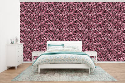 Behang - Fotobehang Panter - Roze - Dierenprint - Patronen - Breedte 500 cm x hoogte 280 cm