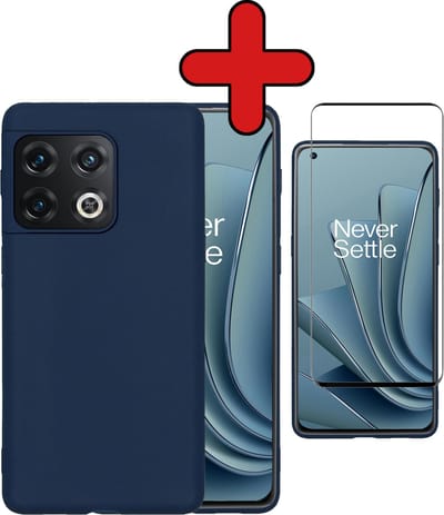 Hoesje - Met Screenprotector - Geschikt voor OnePlus 10 Pro - Sterk & Shockproof - Telefoon Hoes - Back Cover - Siliconen Case - Telefoonhoes - Donkerblauw