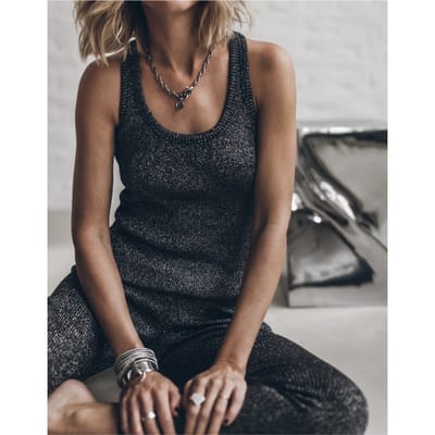 Mikuta The Dark Glitter Ribbed Tank Top Größe: XS | Tanktops Outlet | Damen
