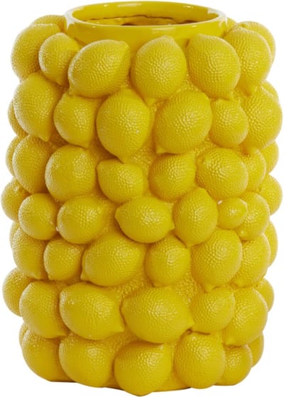 Light & Living Vaas Lemon - Geel - Ø31cm - Kunststof - Botanisch - Bloemenvaas - Woondecoratie - Decoratieve vaas voor woonkamer of slaapkamer