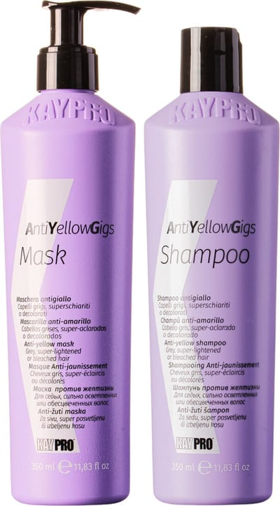 KayPro No Yellow shampoo 350ml & haarmasker 350ml - bundel zilvershampoo en haarmasker - haarverzorging set - Geschenkset - Giftset - voordeelverpakking