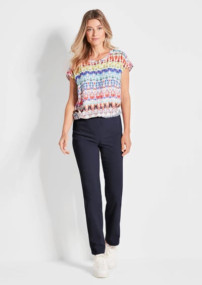 Onderhoudsarme broek CARLA van bengaline - marine - Gr. 38 van Goldner Fashion
