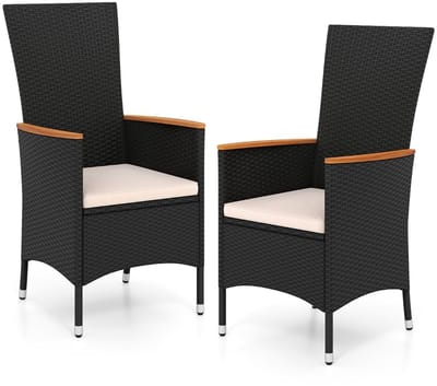 Balkonset 2 personen - Tuinset - Bistroset - Zwart - Weerbestendig - 2 delig - Tuintafel en 2 stoelen - 2 personen -