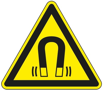 Waarschuwingssticker magnetisch veld - ISO 7010 - W006 200 mm