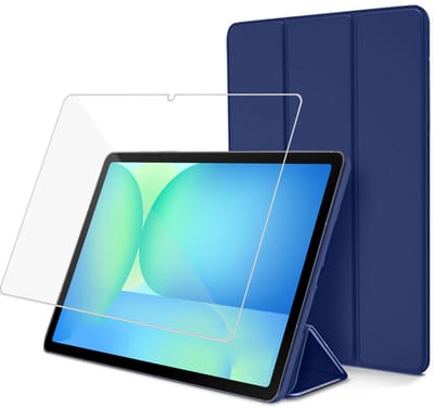 ChiGuard Hoesje & Screenprotector geschikt voor Samsung Galaxy Tab S10 FE / S10 Lite / S9 FE / S9 Hoesje – Gehard Glas - Shock Proof Hoesje – Smart Cover - Blauw