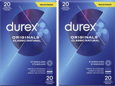 Durex Condooms Classic Natural 20st x2 - Cadeau voor man en vrouw
