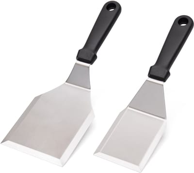 HCB® - Professionele RVS / INOX spatel set met 2 verschillende spatels - horeca bakspaan - keukenspatel - bakspatel - Grill spatelset - Burger flipper - 3487/3488