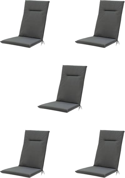 Madison - Tuinkussens - Hoge Rug - 5 st - Eco Pearl Grey - 123x50cm - Grijs - Met lint