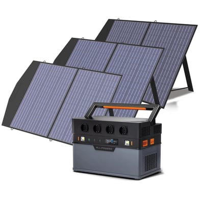 ALLPOWERS Zonnegeneratorset 1500W (S1500 + SP027 Zonnepaneel) - S1500+3PCS SP027 100W zonnepaneel