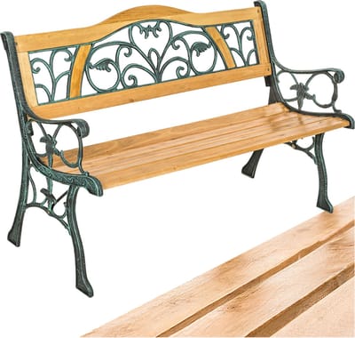 tectake® Tuinbank - Bank voor 2 personen - 2-zits - Voor tuin, balkon of terras - Hout en gietijzer - 124 cm breed