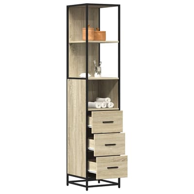 vidaXL - Badkamerkast - 35x37,5x166 - cm - bewerkt - hout - sonoma - eikenkleurig