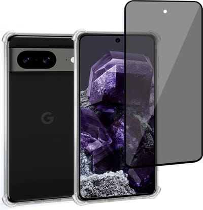 Geschikt voor Google Pixel 8 Hoesje + Privacy Screenprotector – Privé - Gehard Glas Cover