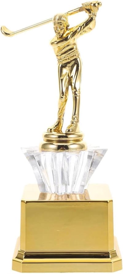 Gouden Golf Beker - Trofee Prijs - Golfwedstrijd Beloning - Lichtgewicht Plastic - 21 cm - Goud