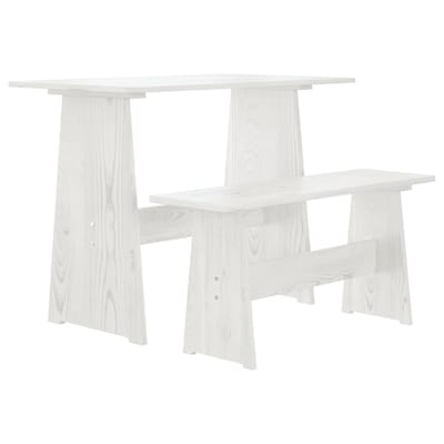 vidaXL - Eettafel - met - bankje - REINE - massief - grenenhout - wit