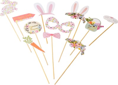 ARTYFETES - Photobooth Kit Konijntje Liberty Pasen 11 Bloemen Accessoires