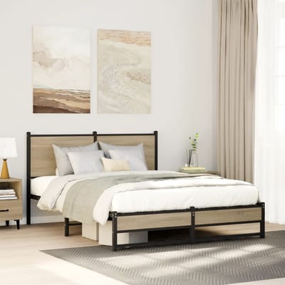 vidaXL - Bedframe - zonder - matras - metaal - sonoma - eikenkleurig - 137x190 - cm