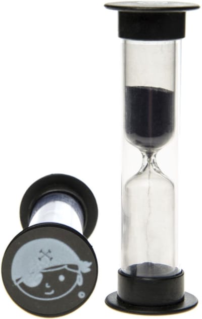 Tandenpoets zandloper - piraat - 3 minuten - zwart zand - badkamer timer