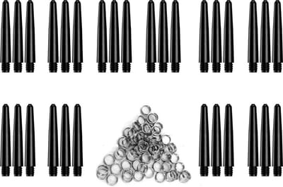 Dragon Darts zwarte - dart shafts - 10 sets (30 stuks) - short - darts shafts - plus 10 sets (30 stuks) veerringen
