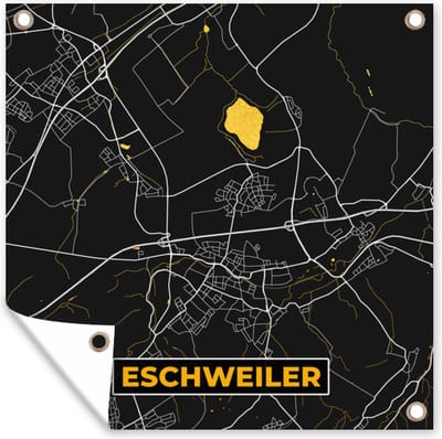 Tuin poster Black and Gold – Stadskaart – Eschweiler – Duitsland – Plattegrond – Kaart - 200x200 cm - Tuindoek