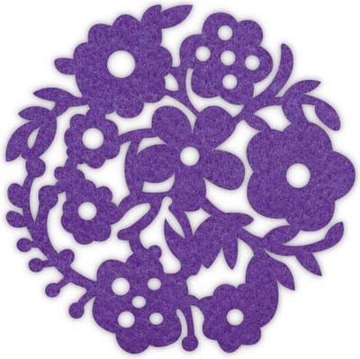 Bloemenkrans vilt onderzetters - Paars - 6 stuks - ø 9,5 cm - Bloem - Tafeldecoratie - Glas onderzetter - Cadeau - Woondecoratie - Woonkamer - Tafelbescherming - Onderzetters Voor Glazen - Keukenbenodigdheden - Woonaccessoires - Tafelaccessoires