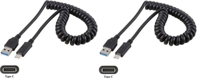 2 stuks OneOne 0,4m USB C spiraal kabel. Sterke laadkabel voor de auto. Oplaadkabel snoer past op Bang & Olufsen BeoLit 17, BeoLit 20, Beosound A1 (2e Gen.), Explore, Level, H4 (2e Gen.), H8i, H9 3rd Gen., H95, H9i, HX