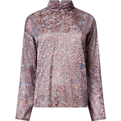 French Connection Becky Burnout Turtle Neck Top Bronze Multi Size: S | Blouses Outlet | Dames |
