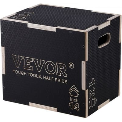 VEVOR 3 In 1 Plyometrische Jump Box 16/14/12 Inch Plyo Box, Jump Box Jump Box 204kg Laadvermogen, Fitness Oefening Step Up Box voor Thuistraining, Jump Krachttraining Zwart Verstelbare Hoogte