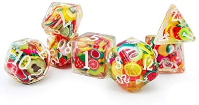 Fruit Polyhedral Dobbelset - 7-delige Novelty RPG Dobbelstenen