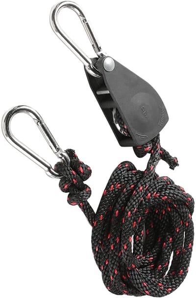 Allecto - Katrolsysteemset - Verstelbaar Katrolblok - Hijsen van Lampen - 2 Meter Nylon Touw - Roestvrij Staal - Sterk en Betrouwbaar - Geschikt vo...