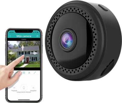Heuts Goods - Spy Camera - 1080P Full HD - WiFi met App - Nightzicht - Incl. 64GB SD Kaart - Beveiligingscamera voor binnen - Verborgen Camera - Geluidsopname - Rond - 2024