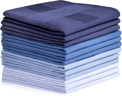 SnelShoppen - 12 Stuks Grote Katoenen Zakdoeken Set voor Mannen en Vrouwen, Premium Handkerchiefs, Klassieke Pocket Vierkanten voor Trouwen, Feest en