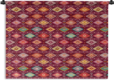 Wandkleed - Wanddoek - Patroon - Native American - Amerika - 120x90 cm - Wandtapijt