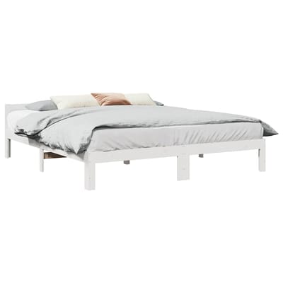 vidaXL - Bedframe - zonder - matras - massief - grenenhout - wit - 160x200 - cm