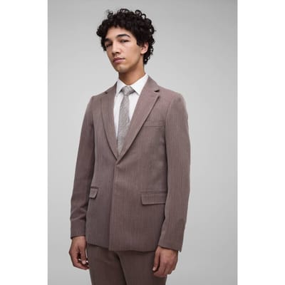 Slim Fit Herringbone Suit Blazer | Brown | Size XS