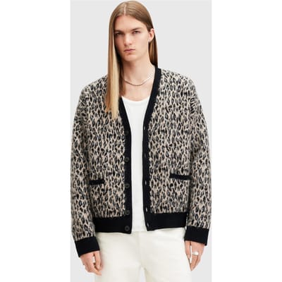 AllSaints Neko Cardigan Taupe Brown Maat: XS | Cardigans Outlet | Heren | Bruin