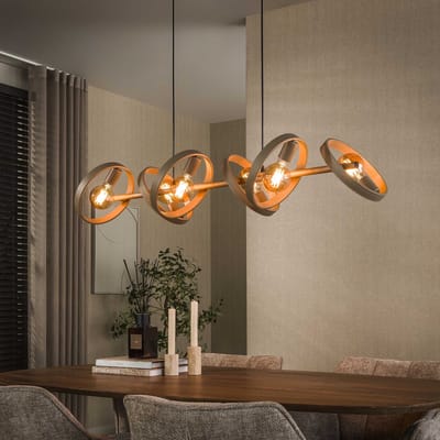 PS-Collection Hanglamp Beige Metaal 6 Lichtpunten - Hover - hanglampen eetkamer, hanglamp zwart, hanglampen woonkamer, hanglamp slaapkamer, hanglamp kinderkamer, hanglamp rotan, hanglamp hout, hanglamp industrieel