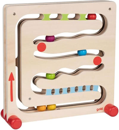 GOKI Houten speelgoed - Ballenbaan - 30X9,5X30Cm - Met 6 Ballen - 2 Jaar