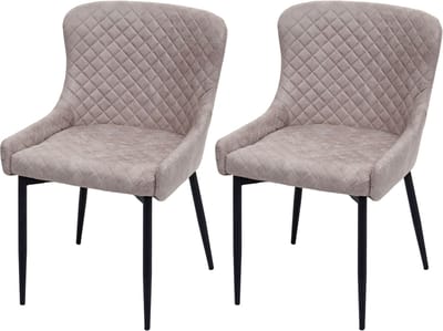 Set van 2 eetkamerstoelen MCW-H79, keukenstoel fauteuil stoel, vintage metaal ~ stof/textiel grijs