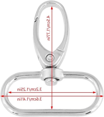 Set van 20 Zilveren Legerings Sleutelhangers met Draaihaak voor Handwerken, Rugzakken en Tassen, 32 mm, Perfect voor Creatieve Projecten en Naaien