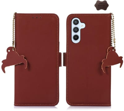 Lederen BoekCover Etui Hoes geschikt voor Samsung Galaxy S26 - Bruin