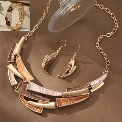 My Sweet Romance® 3-delige Dames Sieradenset – Goudkleurig – Ketting, Armband & Oorbellen – Vintage met Emaille Details