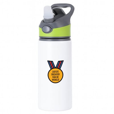 Hacebo® - liefste dochter van de wereld waterfles met rietje groen - Dochter - de liefste dochter - verjaardagscadeau - verjaardag - cadeau - cadeautje voor dochter - dochter artikelen - kado - geschenk - gift - water fles - 650ML