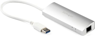 3 Poorts draagbare aluminium USB 3.0 hub met Gigabit Ethernet netwerkadapter geïntegreerde kabel