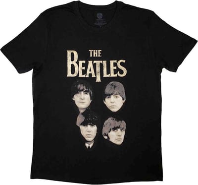 The Beatles - 4 Heads Heren T-shirt - S - Zwart
