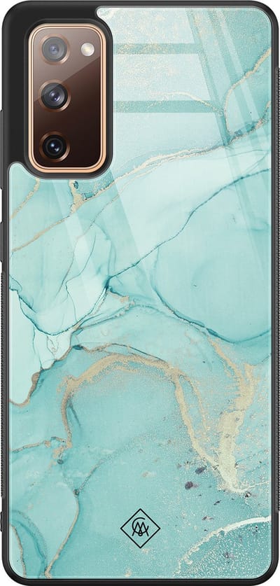 Casimoda® hoesje - Geschikt voor Samsung Galaxy S20 FE - Marmer mint groen - Luxe Hard Case Zwart - Backcover telefoonhoesje - Mint