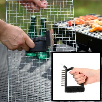 BBQ Borstel met Schraper & Schuurspons - Barbecue Grill - Schoonmaken - Schoonmaak borstels - Reinigen - Rvs - Staal